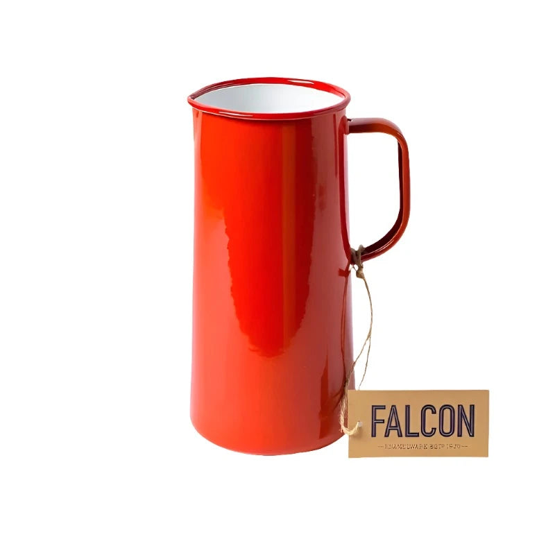 Falcon Enamel 3 Pint Jug with classic design and durable construction, perfect for serving large quantities of drinks. Pillar Red