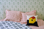 House Embroidered Pillow, 18x18"
