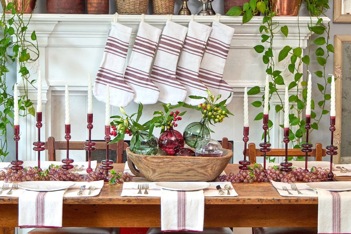 Candlestick Glass, Large, Merlot Red