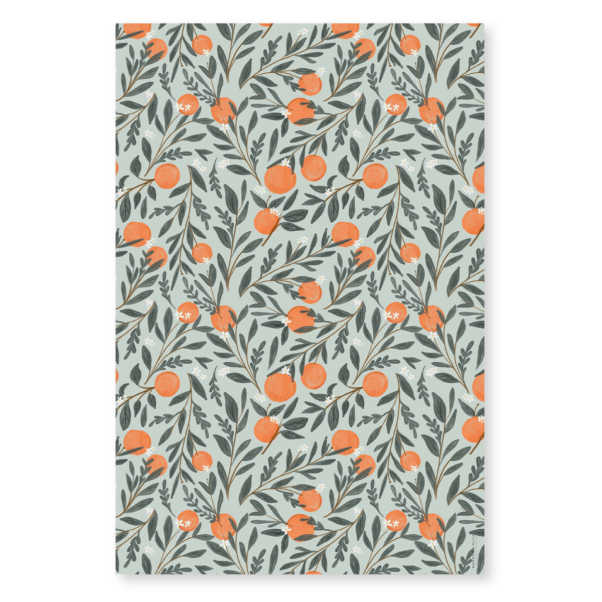 Gift Wrap Roll - Orange Vine