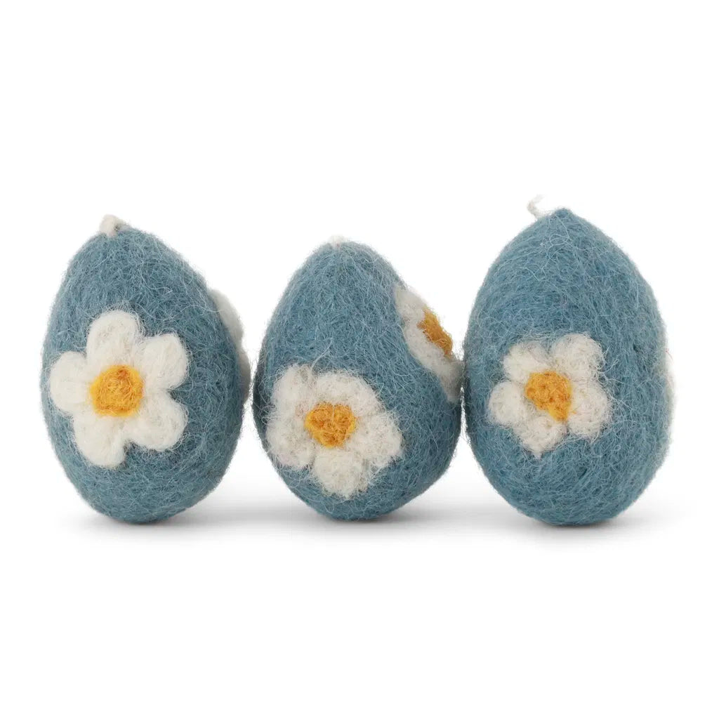 Eggs Blue Flowers - set of 3