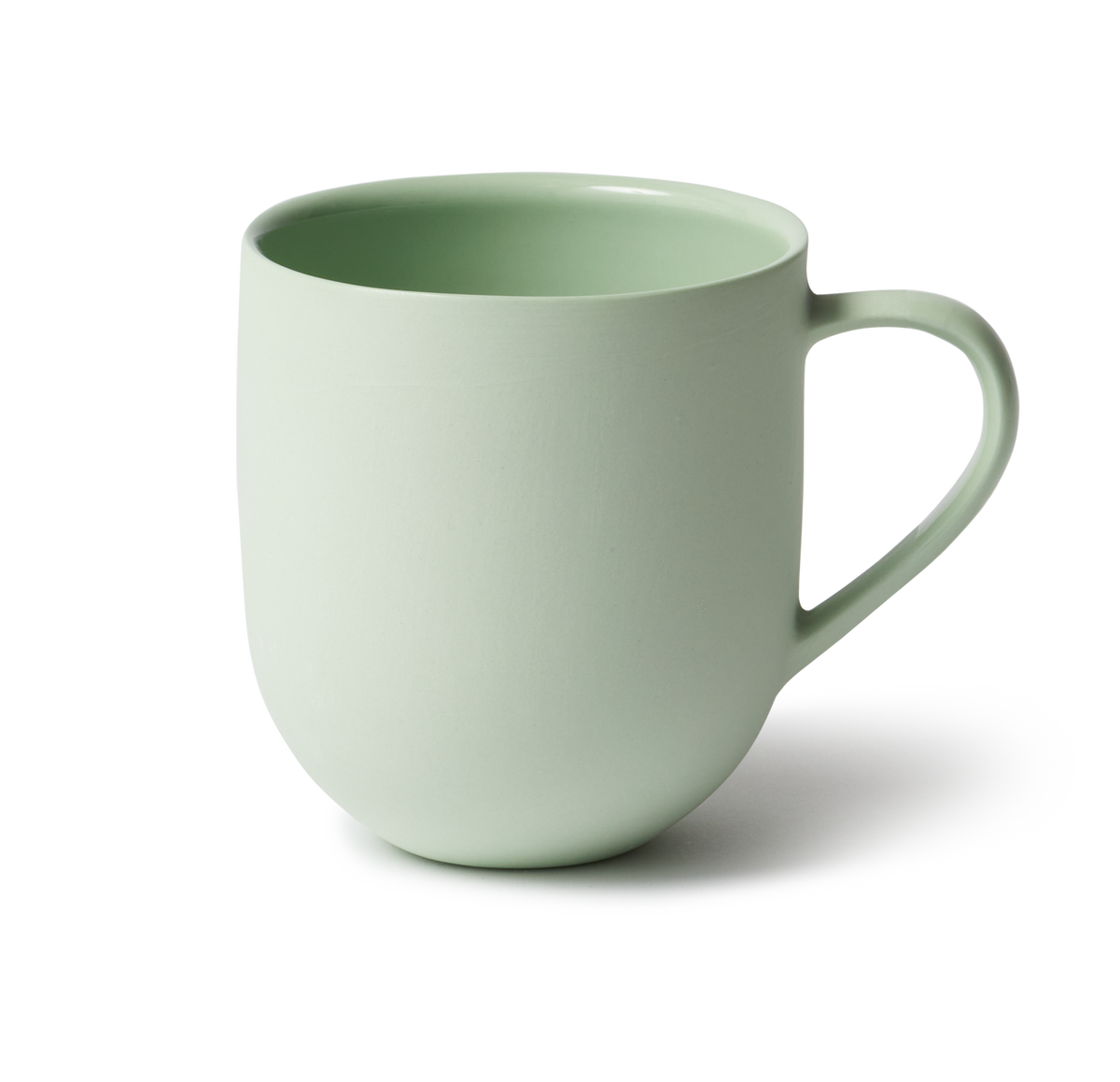 Handmade Porcelain Round Mug, light grren colored. Made in sydney, australia.