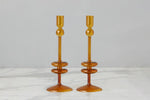 Candlestick Glass, Medium, Amber Orange