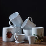 Lady bug Mug, Black clay ceramic with white enamel,Red Lady bug design, Astier de Villatte, Made in France