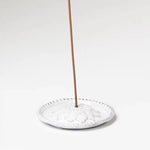 Astier de Villatte Emilie Beaded Border Incense Holder – Handmade black terracotta clay with milky white glaze, Parisian craftsmanship