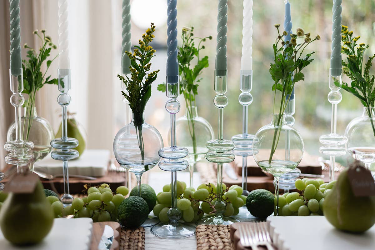 Candlestick Glass, Medium, Sage