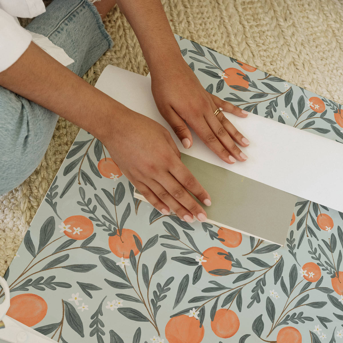 Gift Wrap Roll - Orange Vine
