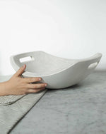 15" WHITE PEARL OAK HARVEST BOWL W/HANDLES