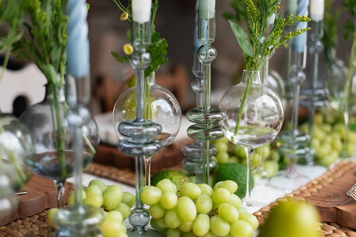 Candlestick Glass, Medium, Sage