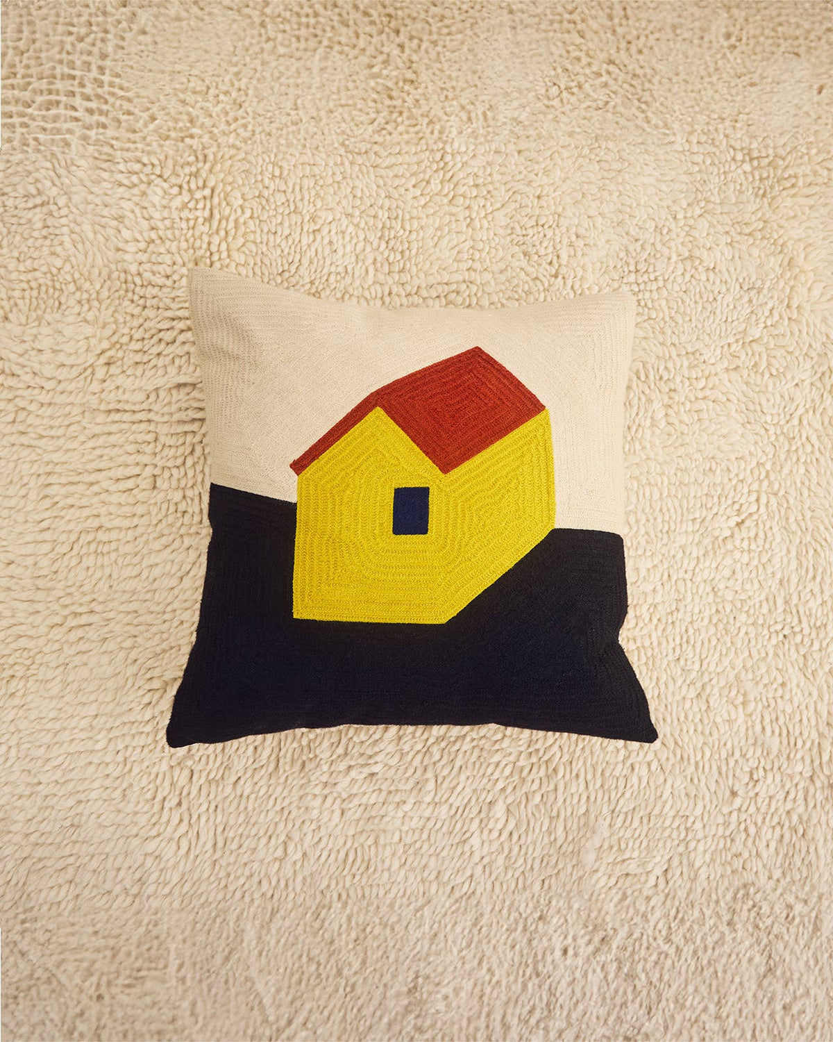 House Embroidered Pillow, 18x18"