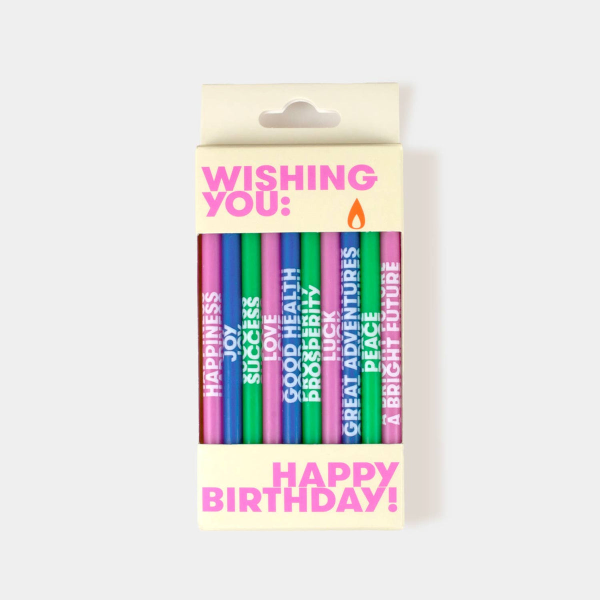 Wishing You: Long 5" Birthday Candles (10 Pack), Multi-Color