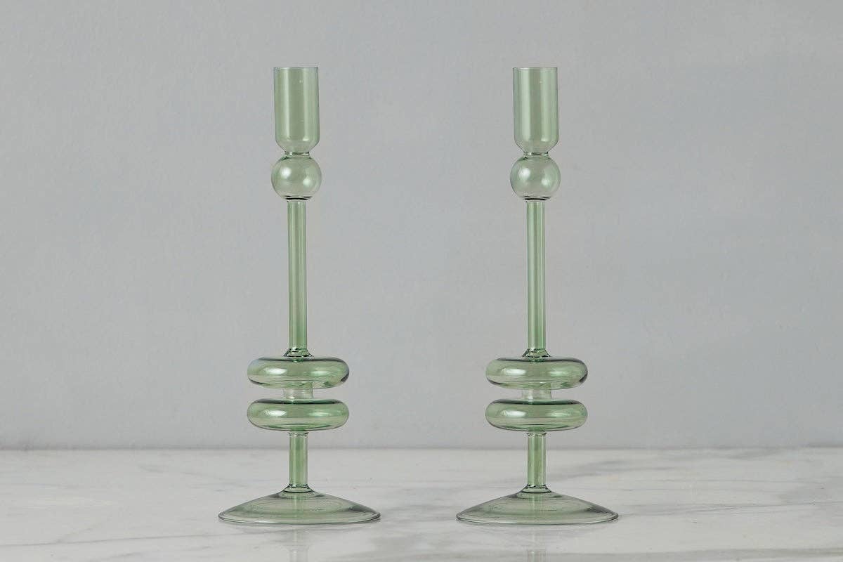 Candlestick Glass, Medium, Sage