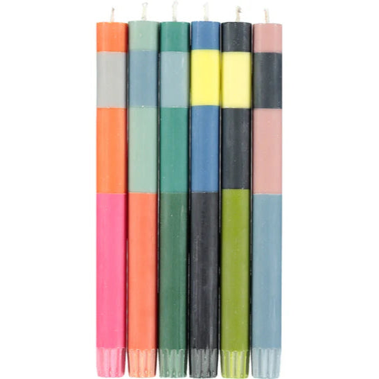 Candle mixed pack of 6 - 10" striped Abstract