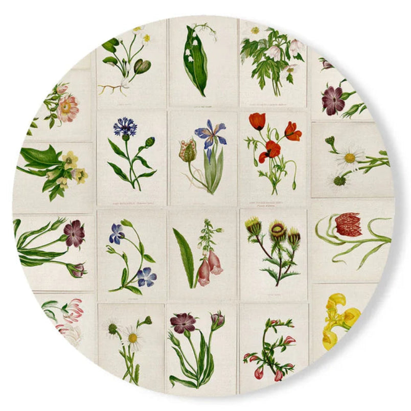Placemat S&B x JD 'Botanical Tiles' cork-backed round 34cm