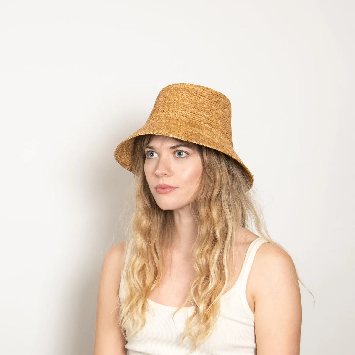 Bucket Hat Raffia Tali
