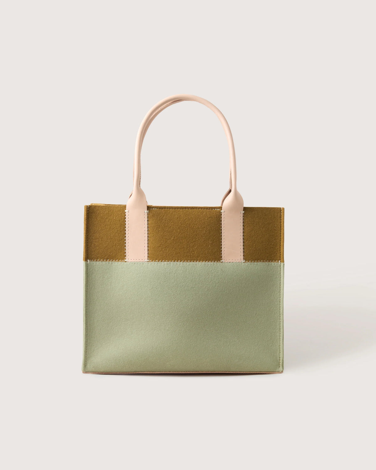 Jaunt Merino Wool Tote Midi - Dew/Brine Vachetta