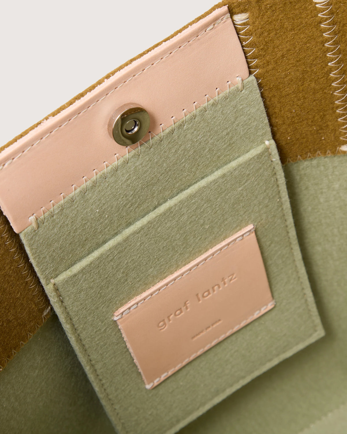 Jaunt Merino Wool Tote Midi - Dew/Brine Vachetta