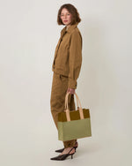 Jaunt Merino Wool Tote Midi - Dew/Brine Vachetta