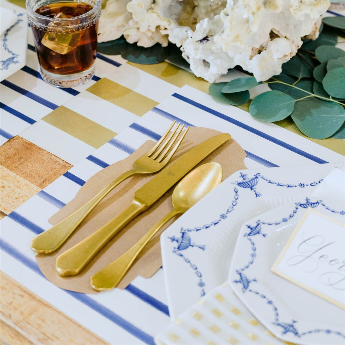 Paper Placemat - Navy Stripe
