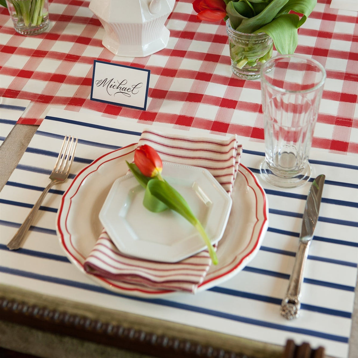 Paper Placemat - Navy Stripe