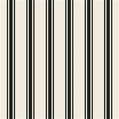 Napkin Cocktail Black Linen Stripe