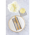 Napkin Cocktail Black Linen Stripe