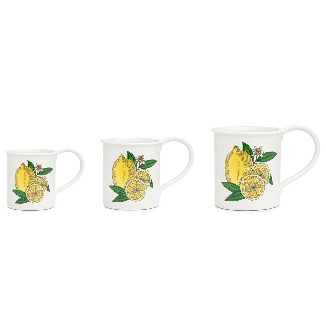 "Front view of the Lemon Mug by Marin Montagut, featuring a vibrant lemon illustration with fresh, cheerful colors.All sizes shown