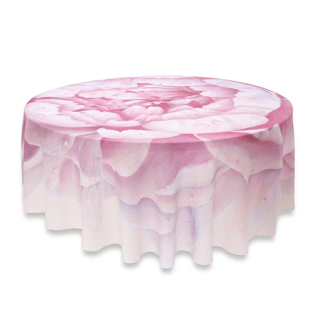 Tablecloth Round Linen 102"Pink Painted Peony