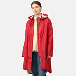 Ilse Jacobsen Light True Rain Raincoat Rain71 in A-line shape with detachable hood, adjustable cuffs, and side seam pockets, waterproof PU fabric, available in size 38/Small/8/10