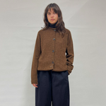 Cardigan Heathery Wool High Neck S - Tobacco
