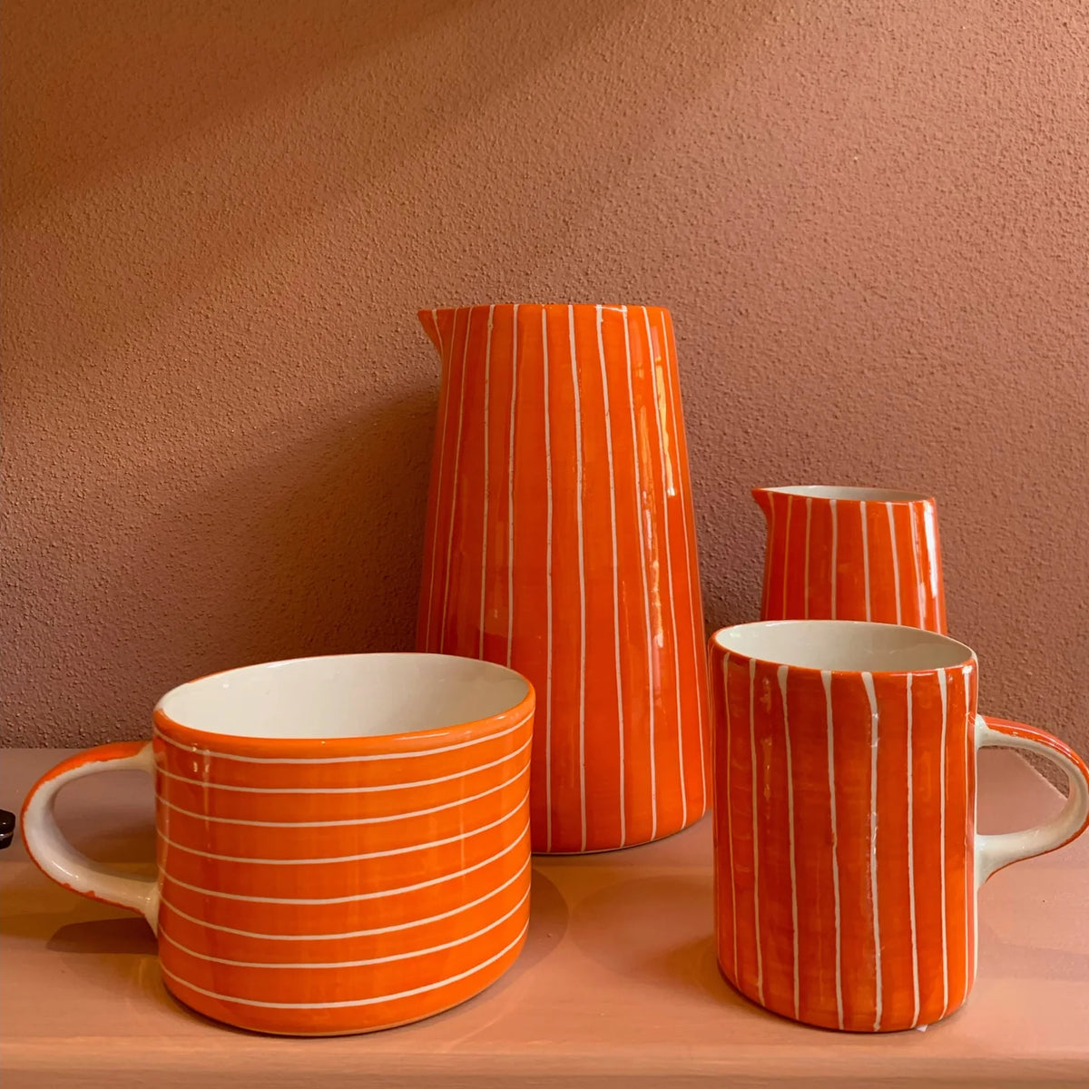 Creamer Sgrafitto Stripe - Tangerine