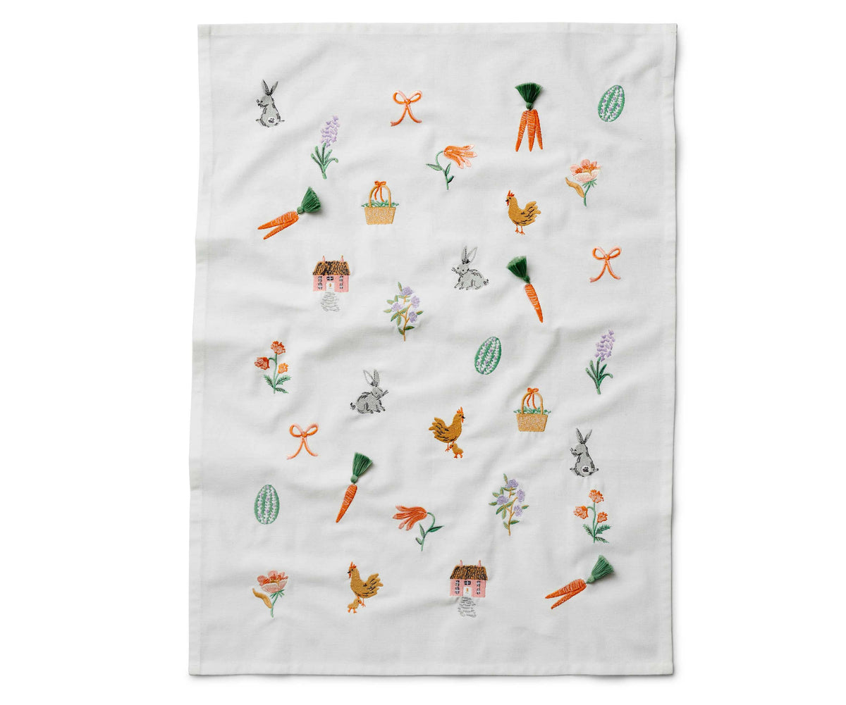 Spring Farm EmbroideredTea Towel