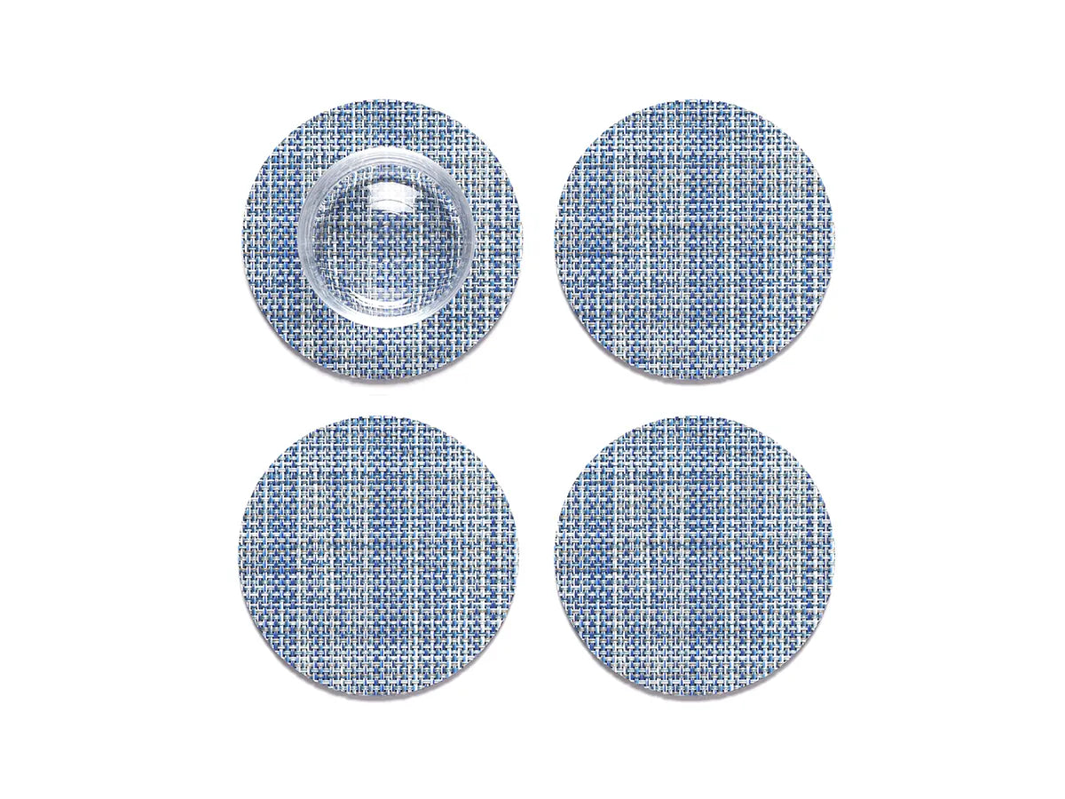 Coasters Round 4" (Set of 4) Mini Basketweave - Chambray