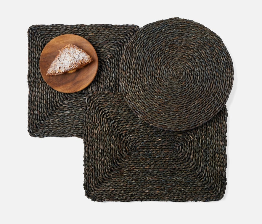 Placemat Rectangular Seagrass Charcoal
