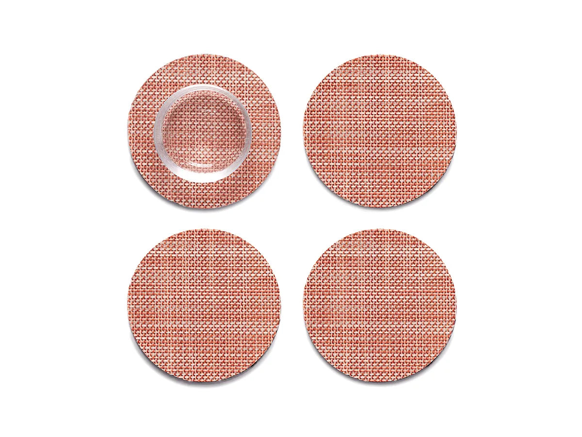 Coasters Round 4" (Set of 4) Mini Basketweave - Clay