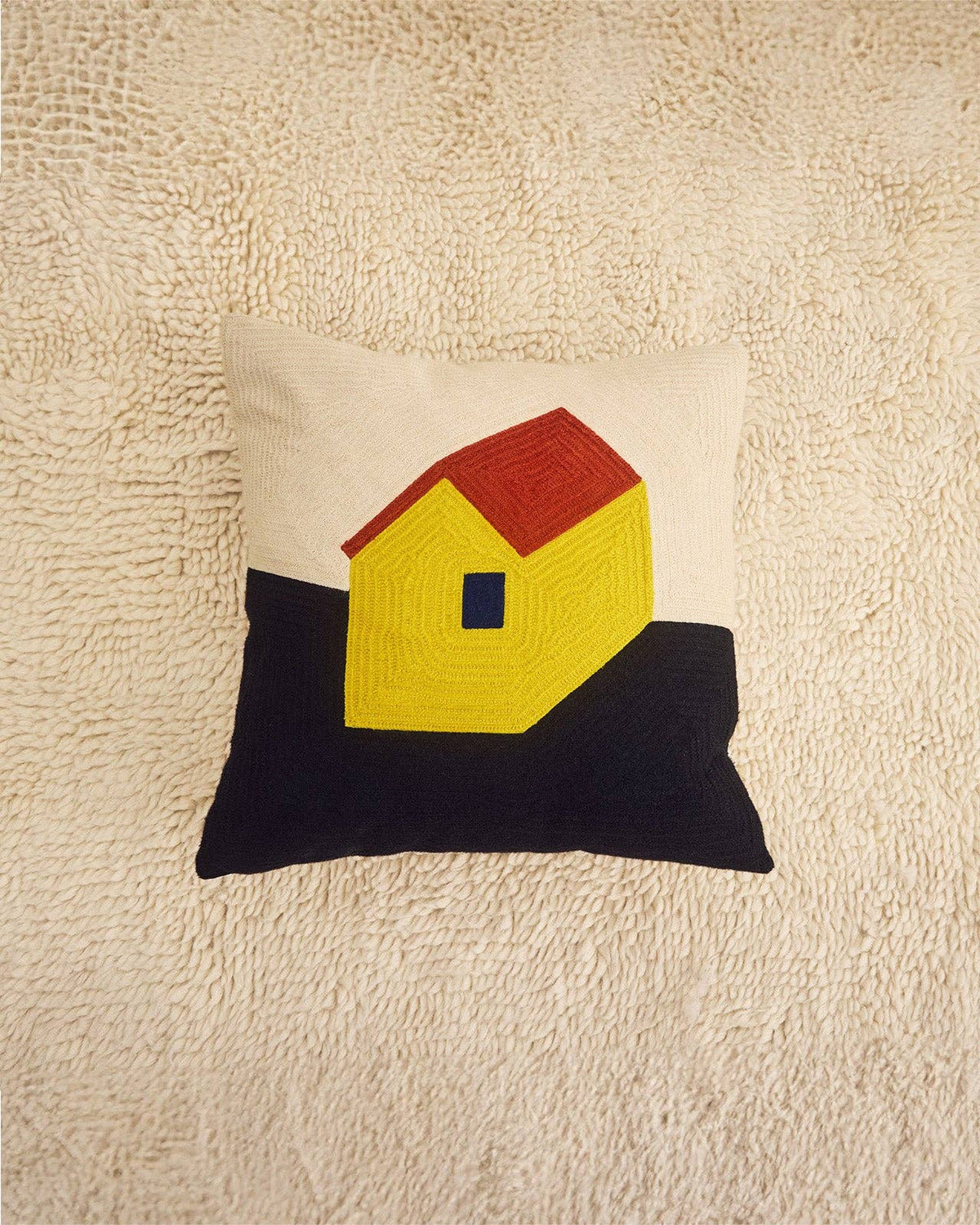 House Embroidered Pillow, 18x18"
