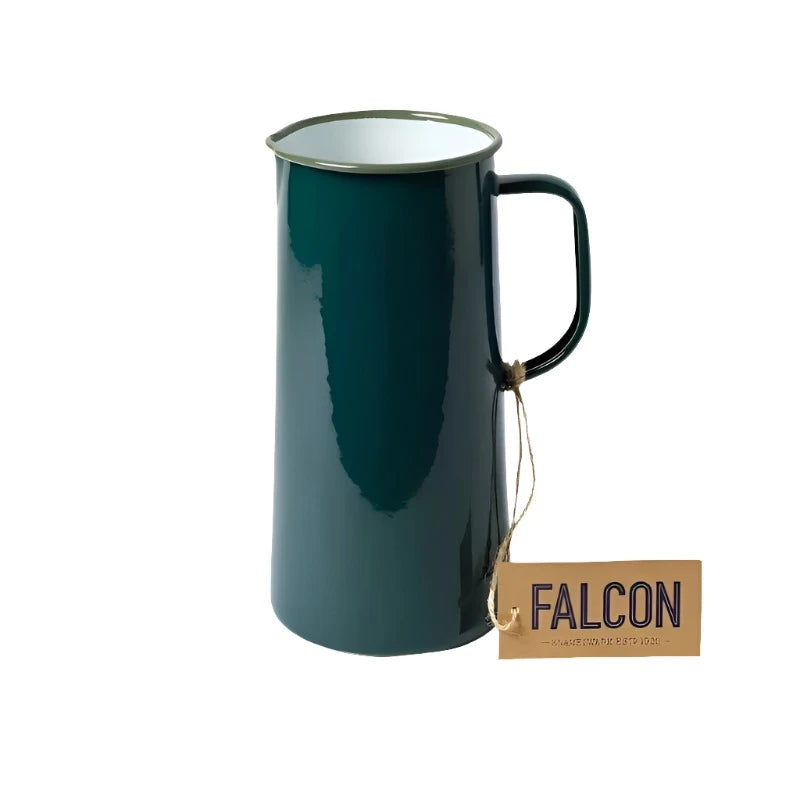 Falcon Enamel 3 Pint Jug with classic design and durable construction, perfect for serving large quantities of drinks. Samphire Green