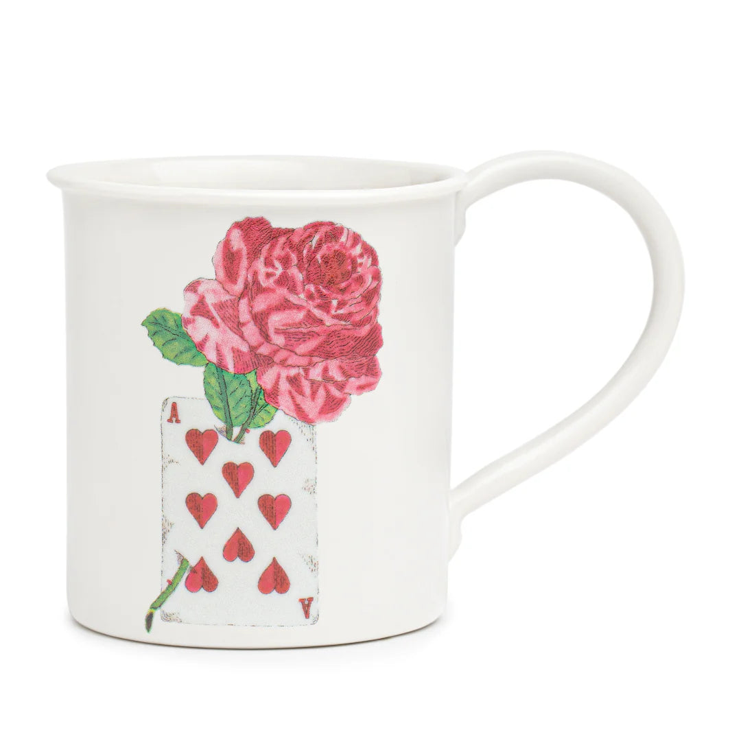 "Front view of the Pierre De Ronsard Mug by Marin Montagut, featuring an elegant floral illustration and vintage-inspired design."