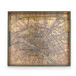 Tray Lacquered Rect Paris Map Gold Leaf 16"x14"x2"