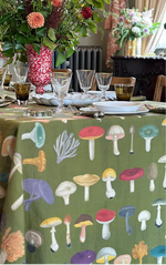 Tablecloth S&B x John Derian Green 'Fungi' Linen