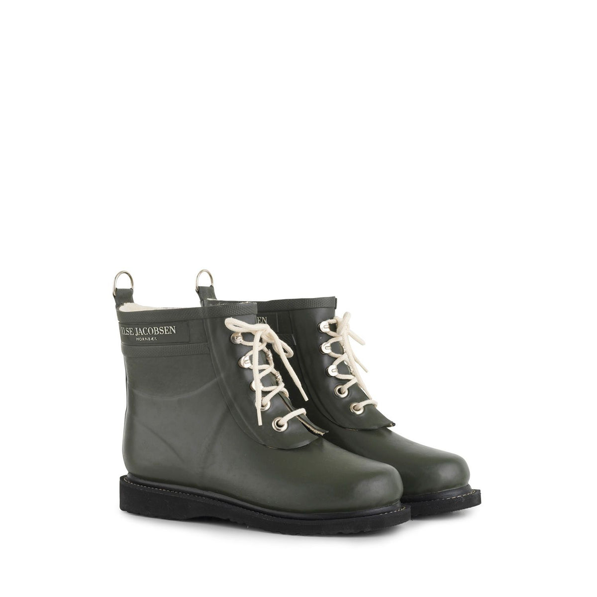Ankle Boot Rub 2 Army Green – Sustainable, PVC-free short rain boots with decorative D-ring and logo