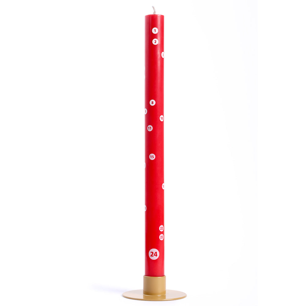 Geometric Candle: Red Xmas Countdown candle. Burn everyday for 25 days