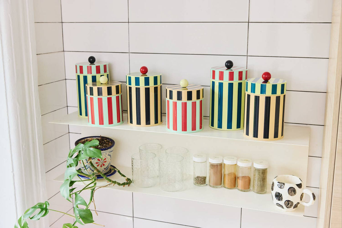 Short Stripe Metal Canister