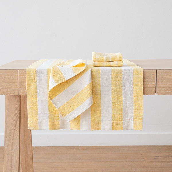 Philippe Wide Stripe Linen Napkin Yellow (Set of 6)