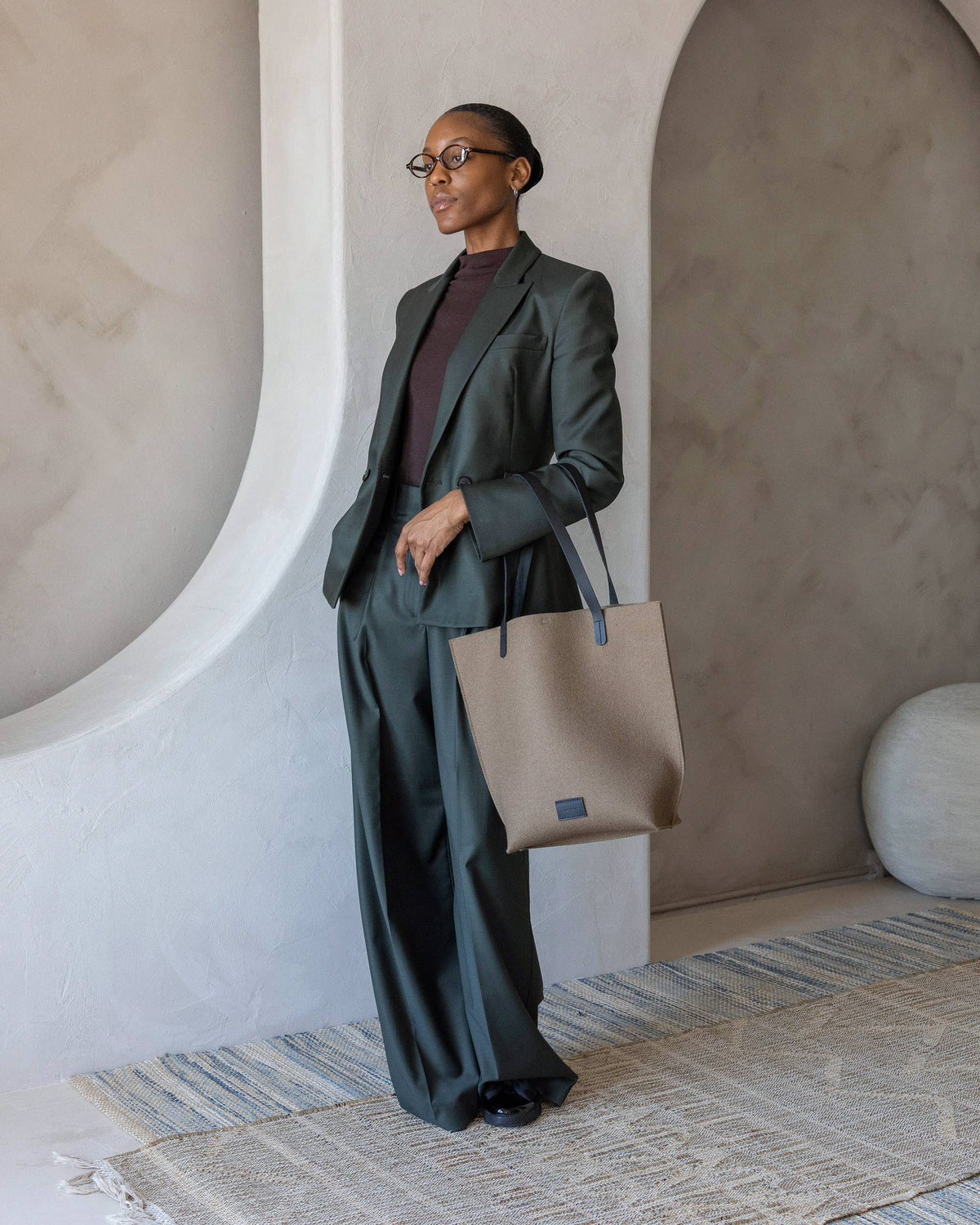 Hana Merino Wool Tote - Cumin Black