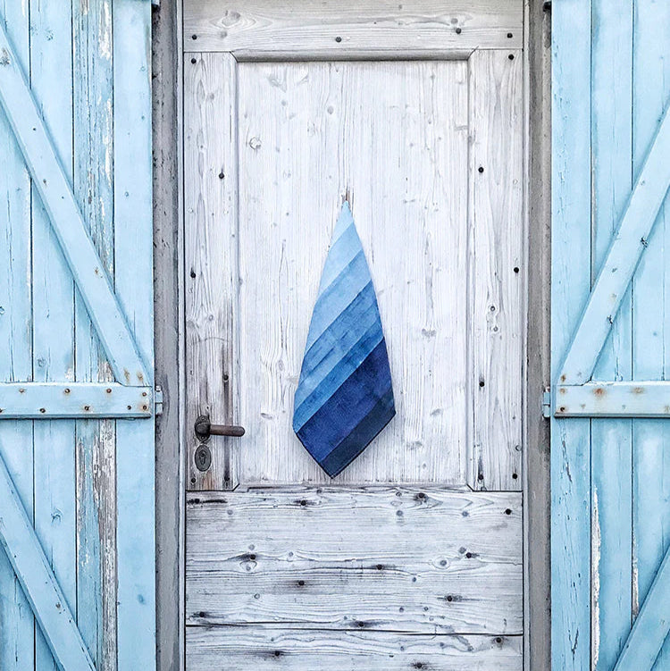 Shades Of Blue Striped Linen Tablecloth