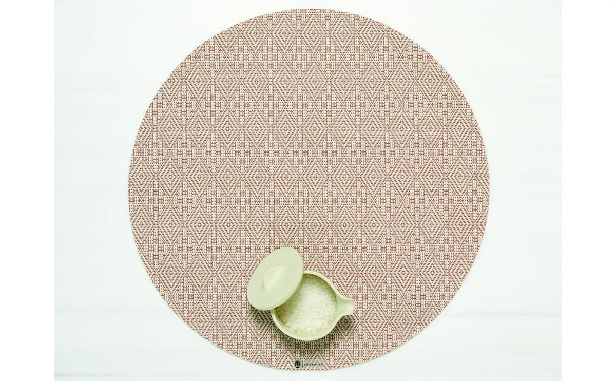 Boxwood Burnt Coral Round Placemats