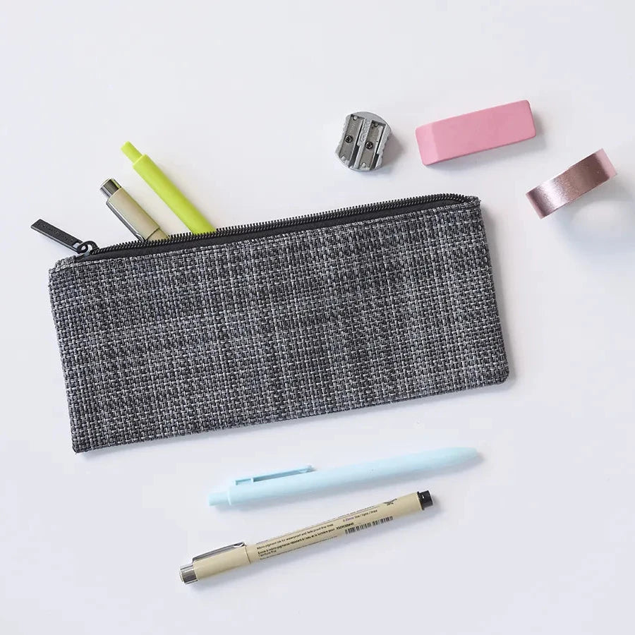 Chilewich special edition zippered pouches in Basketweave and Mini Basketweave patterns, durable, sleek, perfect for cosmetics, cords, chargers, and digital devices.