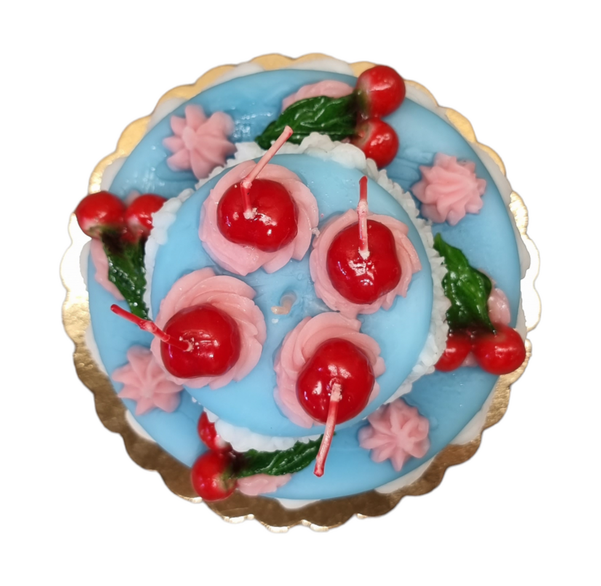Candle 2-Tier Cake Blue - 7"h x 6.5w