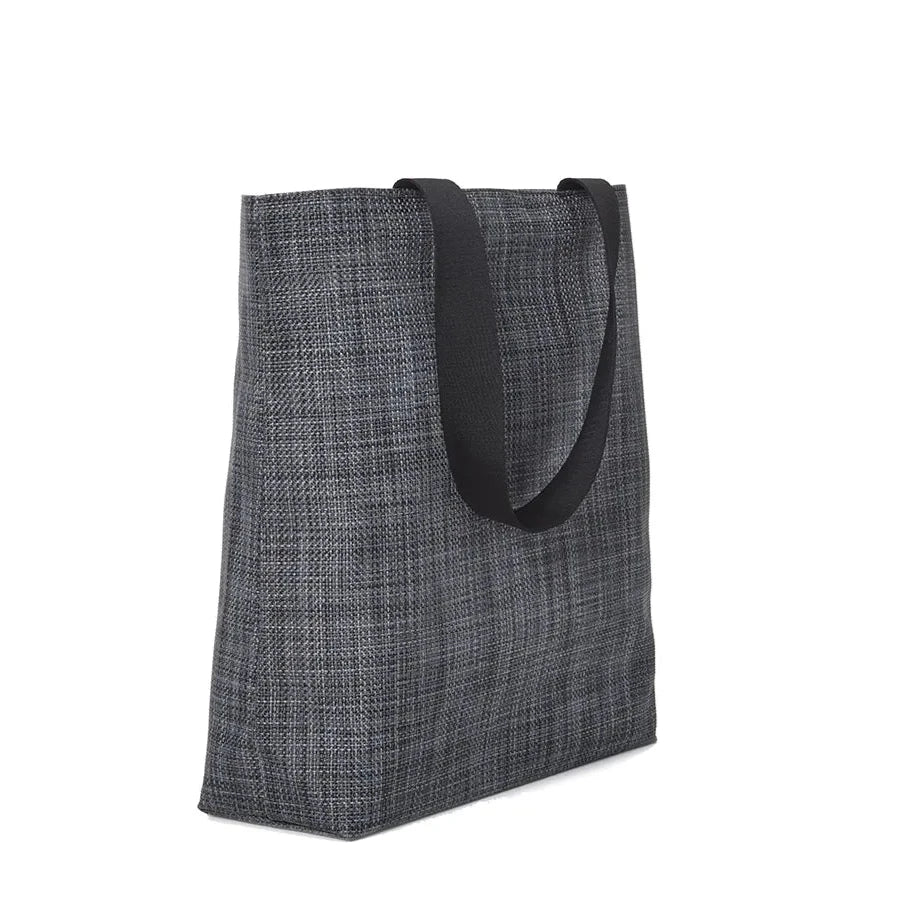 Chilewich special edition woven tote bags in Basketweave and Mini Basketweave patterns, durable, eco-friendly, foldable, with twinned webbed straps and interior zippered pocket. In Bon bon 